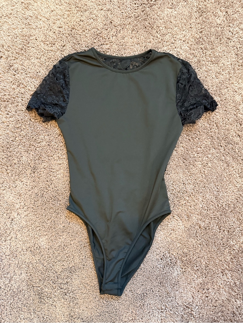 SHEIN Black Lace Short Sleeve Bodysuit
